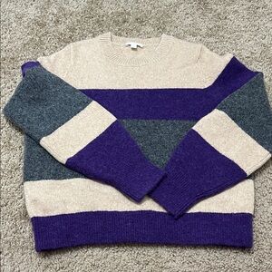 Cos Colorblock Women's Sweater - Purple, Gray, Cream